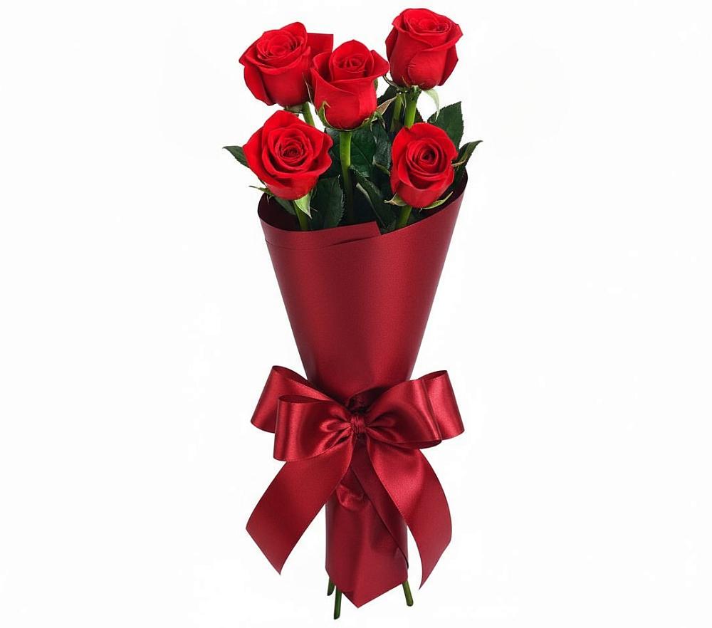 Букет 5 Красных роз Эдлесс Лав в Явасе
