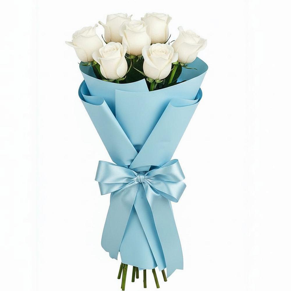 Букет 7 белых роз Проуд в Явасе