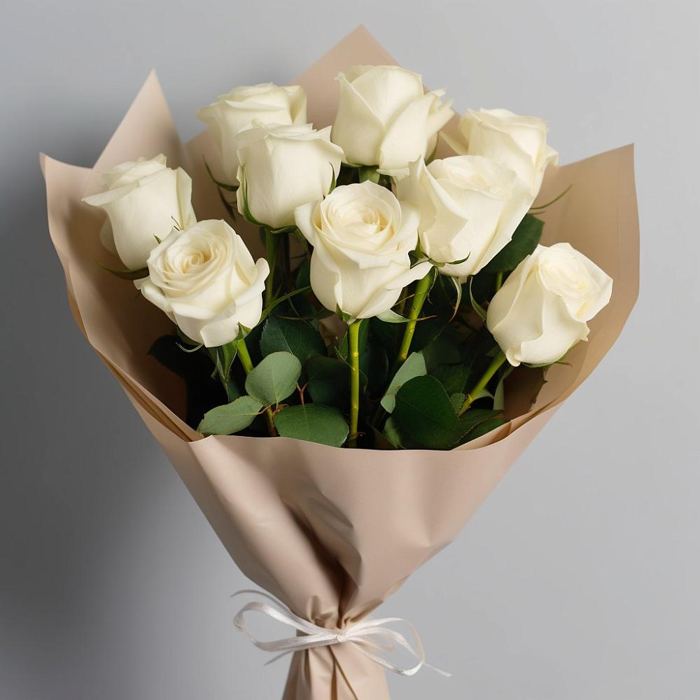 Букет 9 Белых роз Эдлесс Лав в Явасе