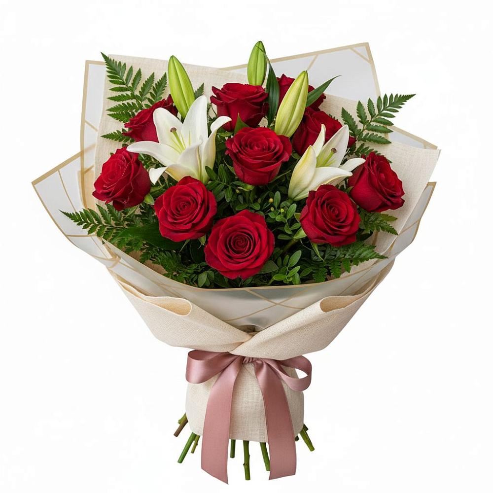 Букет цветов из: Лилии и Розы в Явасе