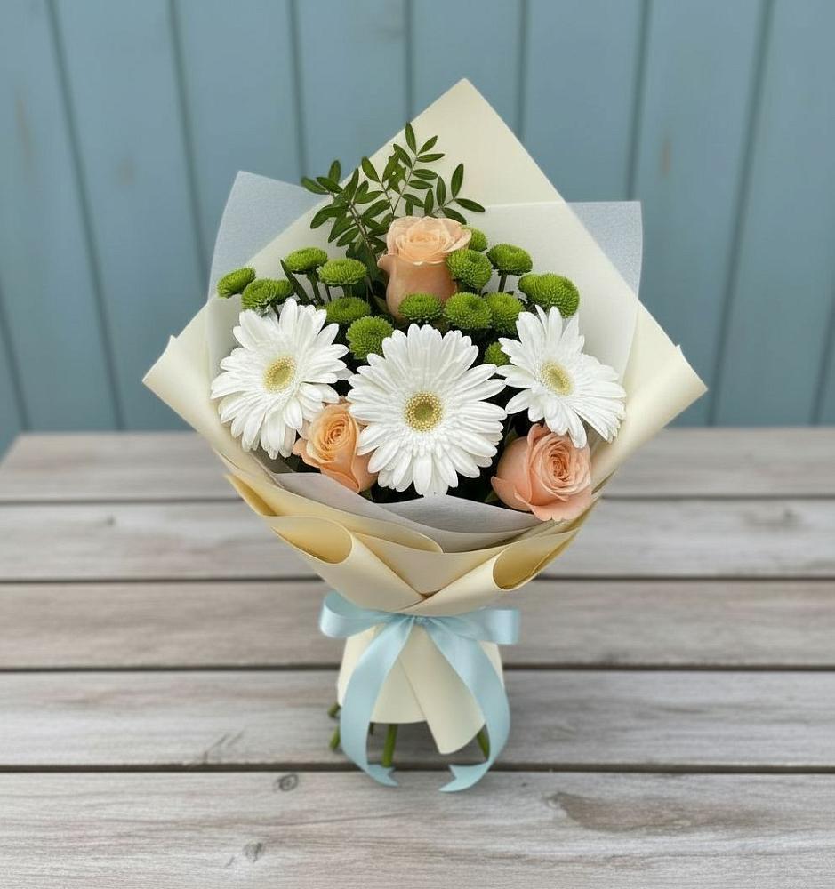 Букет цветов из: Герберы, Розы и Хризантемы в Явасе