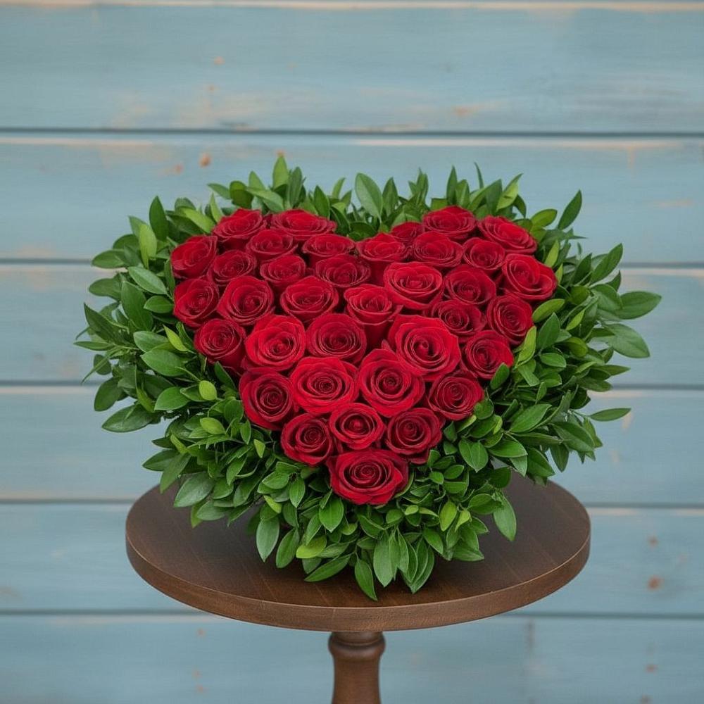 Цветочная композиция из Розы в виде сердца в Явасе