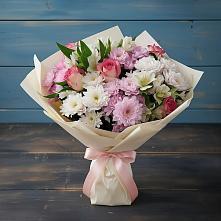 Букет цветов из:  Хризантемы, Альстромерии и Розы в Явасе