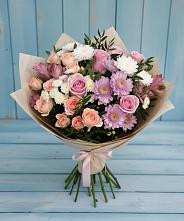 Букет цветов из:  Хризантемы, Розы и Альстромерии #REPLACE_PRED# Явасе