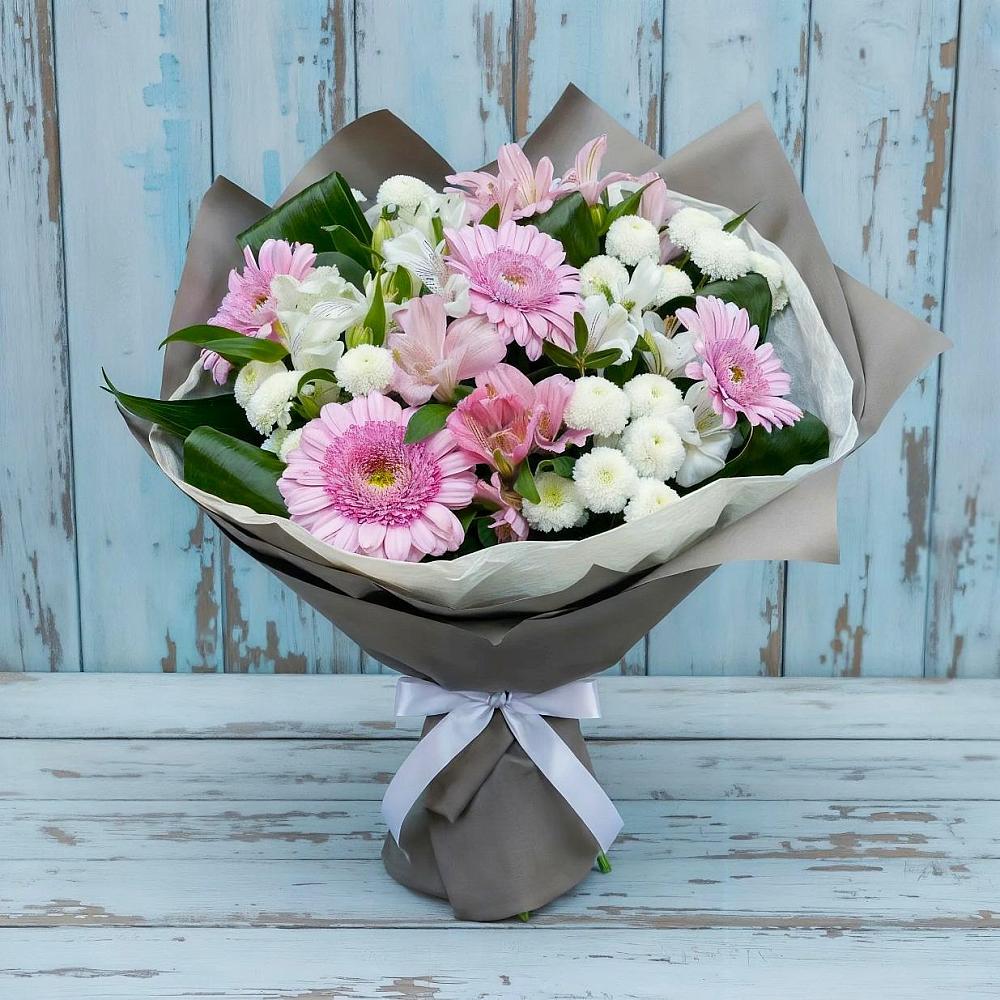 Букет цветов из: Герберы, Альстромерии и Хризантемы в Явасе